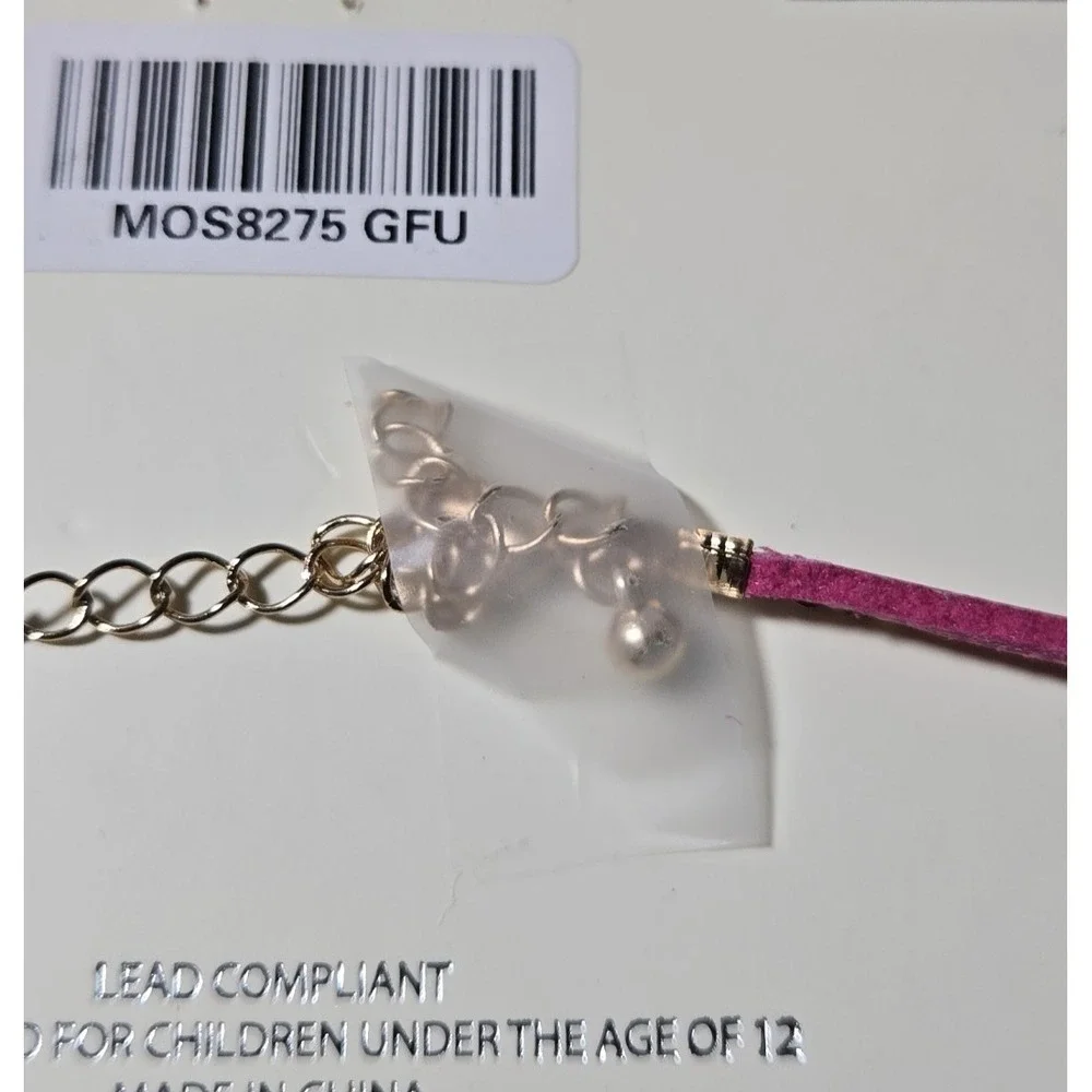 MIA Collection‎ Pink Beaded Wrap Choker Y2K Tie Necklace Adjustable Boho New